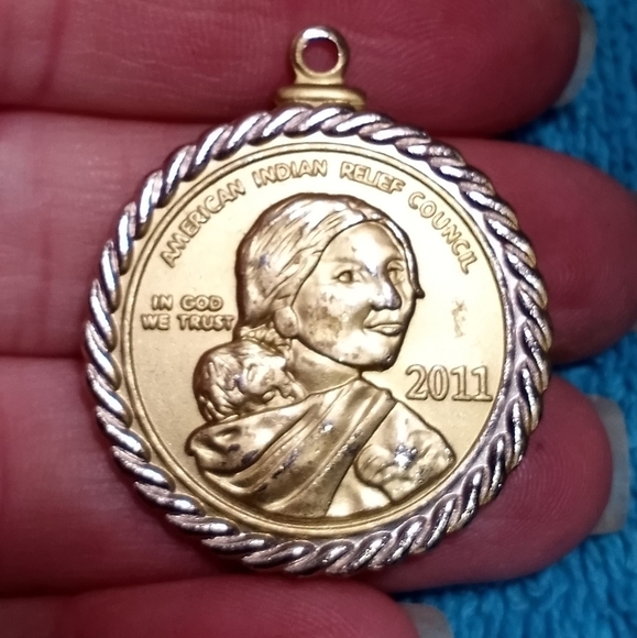 Gold and Silver Coin Pendant 2011 American Indian Relief Council - Picture 1 of 3